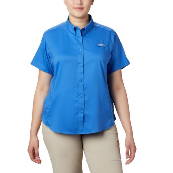 Columbia Overhemd Dames, PFG Tamiami II Short Sleeve Plus Size Blauw, 13DMLRAPH